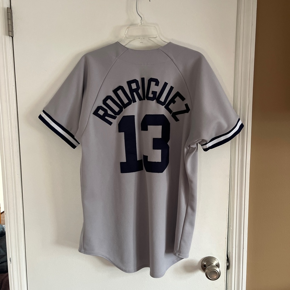 Vintage NY Yankees MLB Majestic Gray Alex Rodriguez A-rod 13 geniune jersey